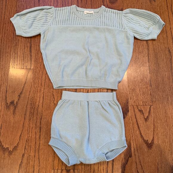 Quincy Mae Matching Knit Set 100% Organic Cotton | Light Blue | 4-5 Years - Picture 1 of 6